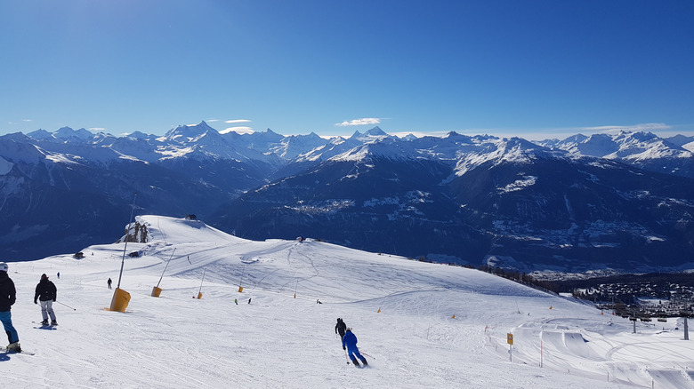 skiers on Crans-Montana slope