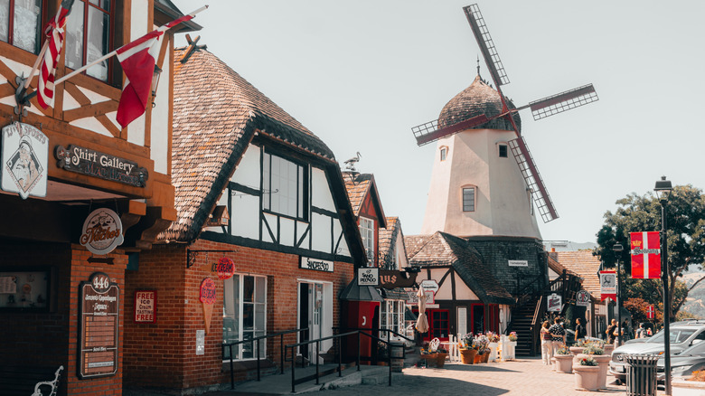 buildings and windmill