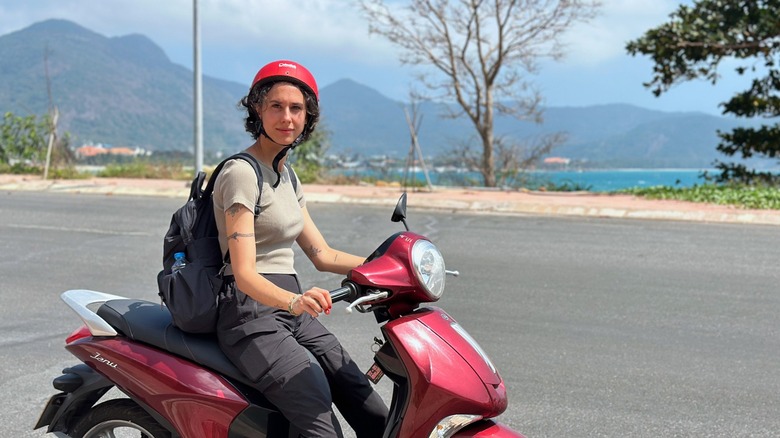 Woman on motorbike