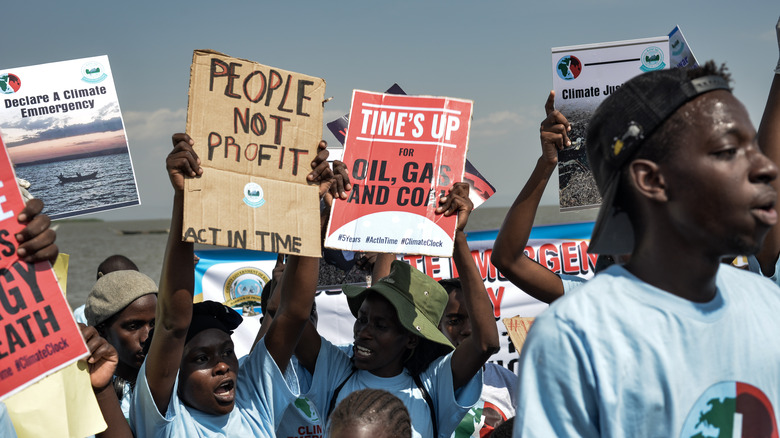 Environmental activists protesting for Lake Victoria