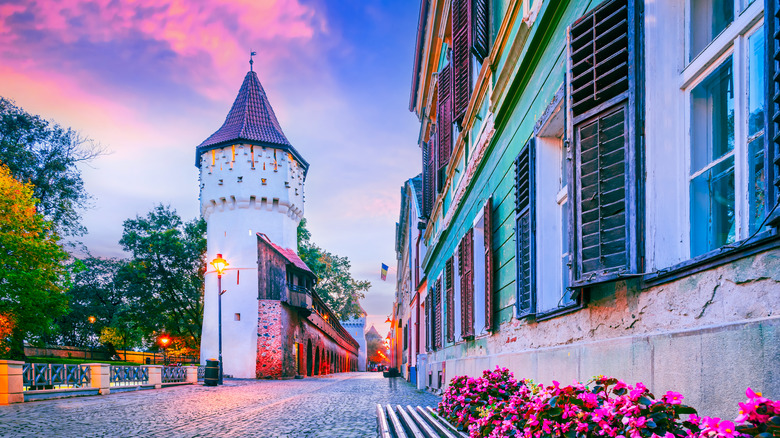 Quiet medieval street in Sibiu