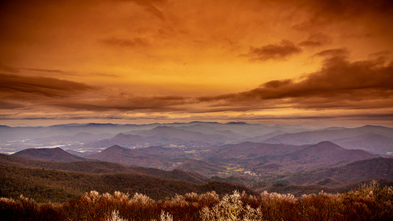 Sunset landscape of Blue Ridge Mountains