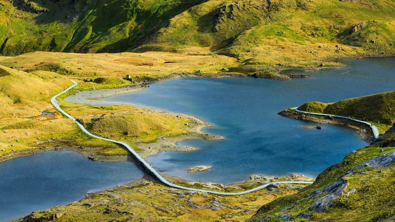 Aerial view of Llyn Llydaw Wales