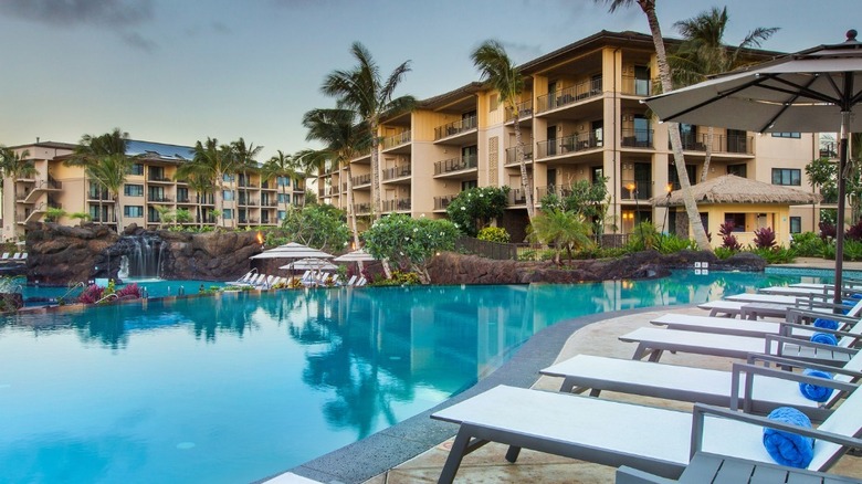 large resort pool lounge chairs