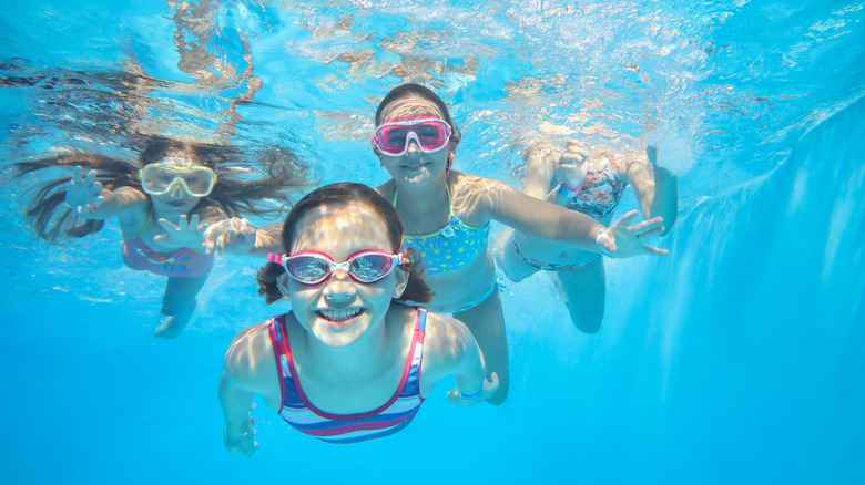 Children swimming underwater