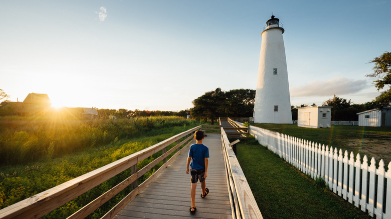 Child walking around Ocracoke Island