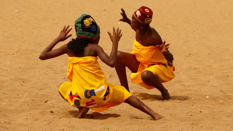 Women dancing during Voodoo festival 