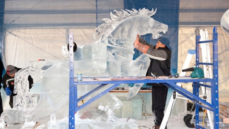 ice sculpture of a horse