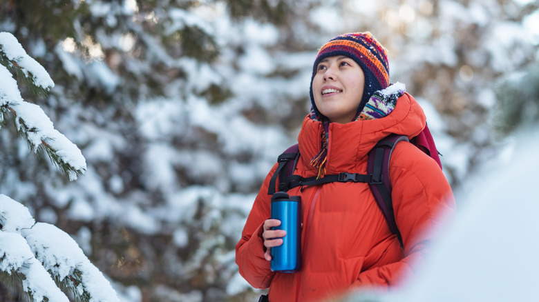 woman outdoors in winter gear