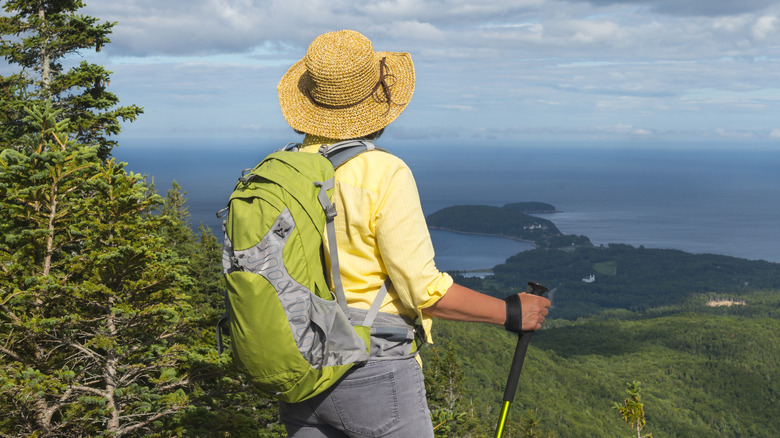 Hiker overlooking Canadian coastline