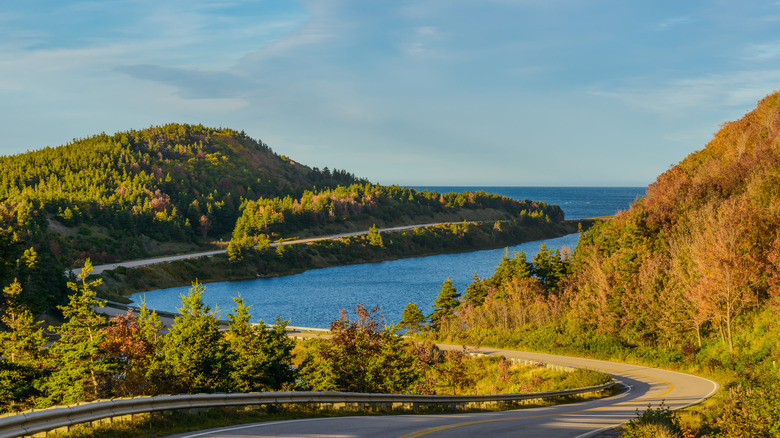Cabot Trail highway along sea