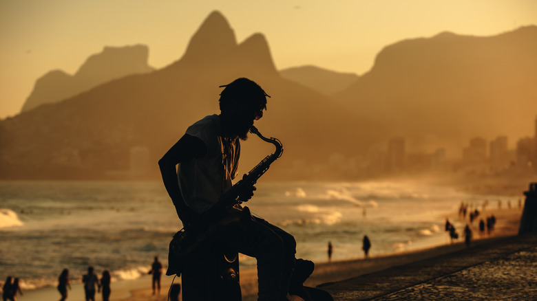 Saxophone player on Ipanema Beach