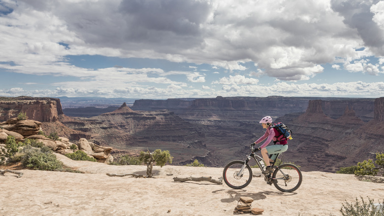 Woman mountain biking