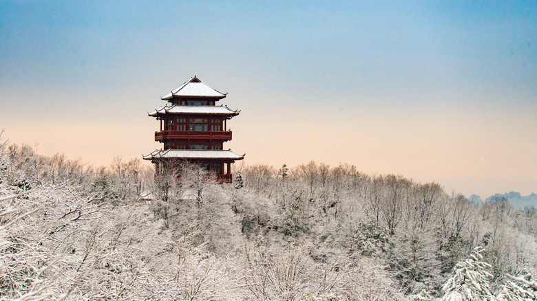 Temple in Zhangjiajie in winter
