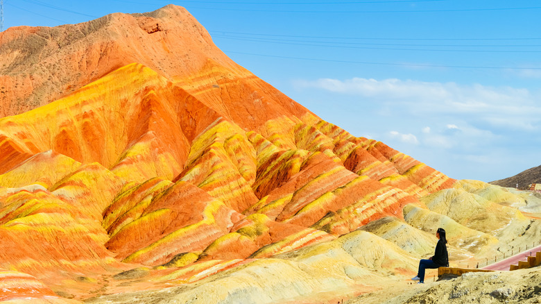 Woman looking at orange hills