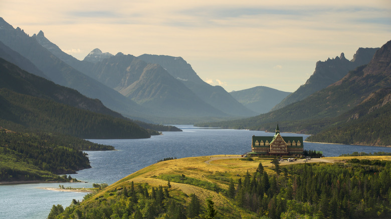 Upper Waterton Lake with hotel