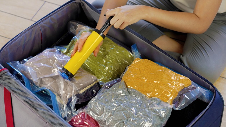 vacuum-sealed bag in suitcase