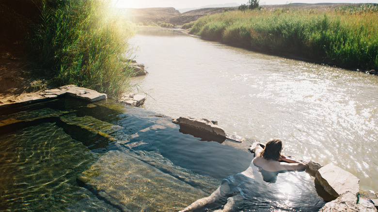 Swimming in a hot spring in Big Bend