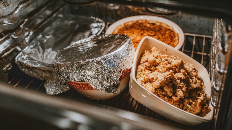 Thanksgiving leftovers in the oven