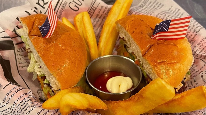 Burger and fries basket