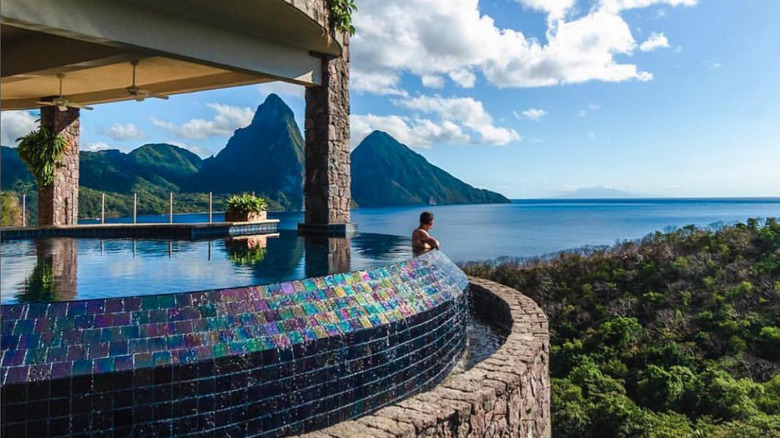 infinity pool with Saint Lucia