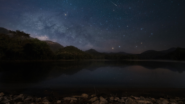 Stars over lake