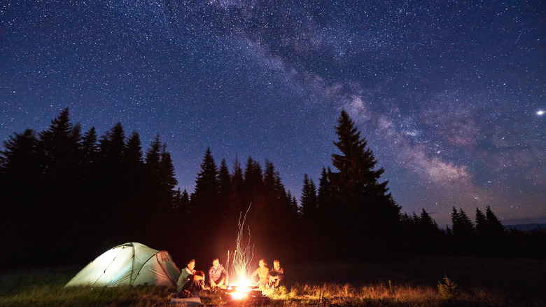 Camping under stars