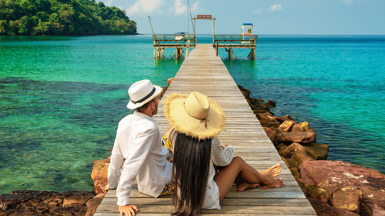 Couple on tropical honeymoon