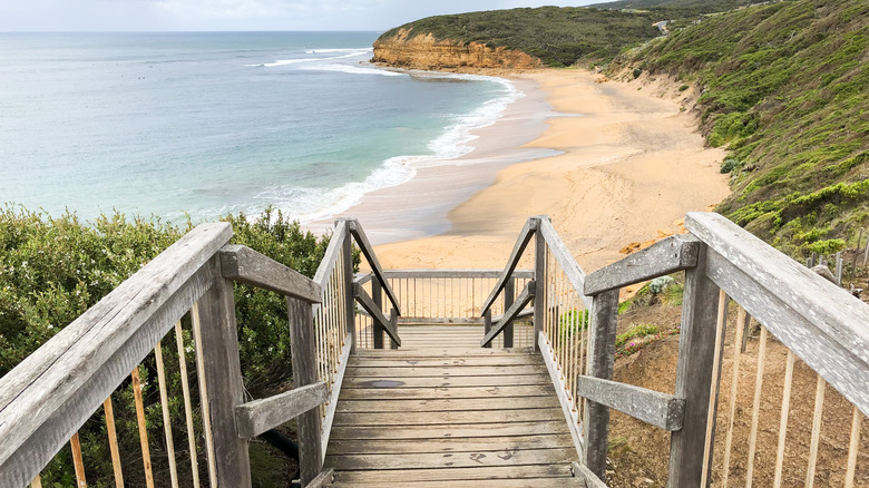 Steps down to Bells Beach