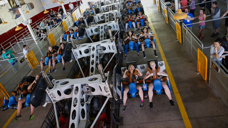 Riders on X2 at Six Flags Magic Mountain
