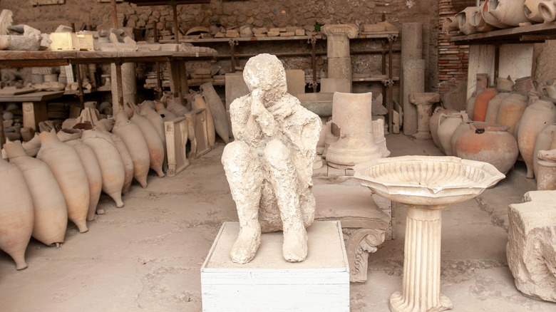Plaster cast of Pompeii victim