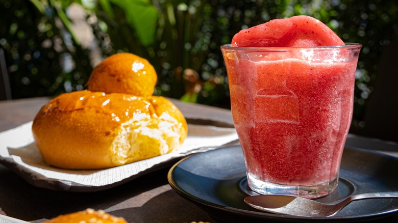 Sicilian breakfast of granita and brioche