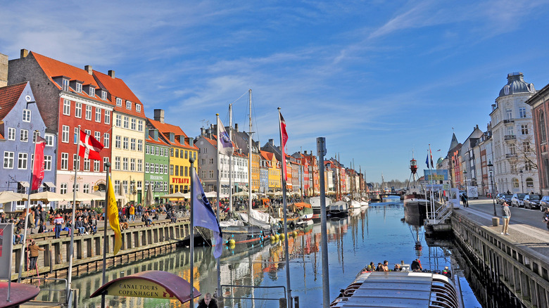 colorful buildings along canal