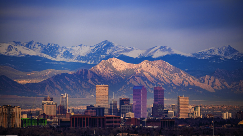 Denver Colorado skyline Rocky Mountains