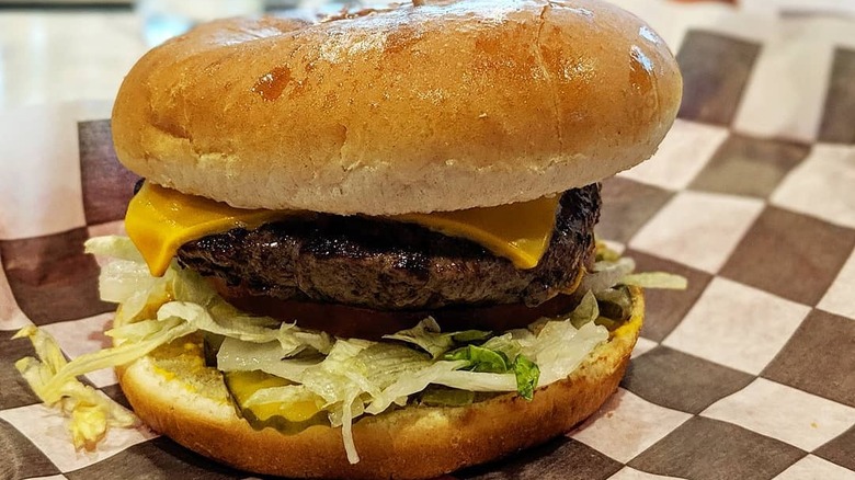 Closeup of Hut's Hamburgers Austin Airport