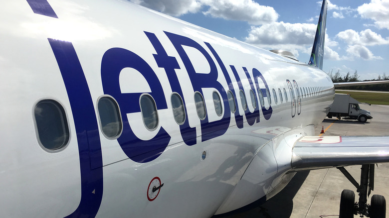 JetBlue airplane close-up