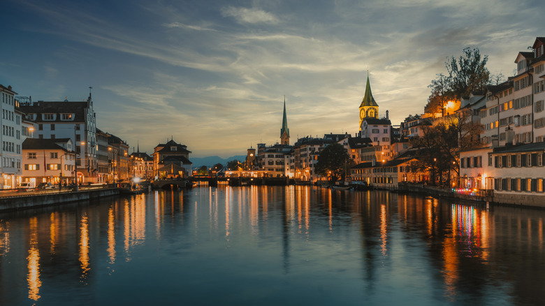 Zurich, Switzerland, at dusk