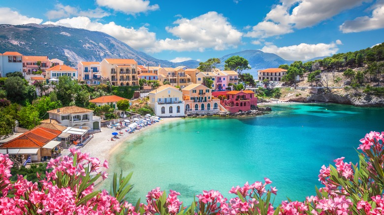 Assos in Greece surrounded by water