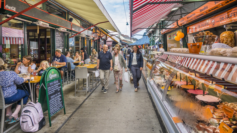 People walking at Naschmarkt