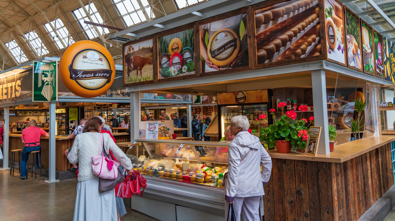 Buying food at Riga Central Market