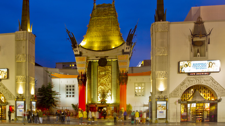 Nighttime theater exterior