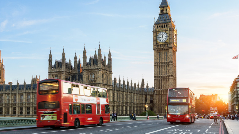 Double-decker busses in London