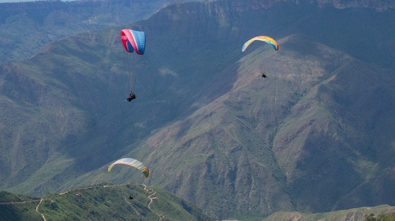 Paragliders over Chicamocha Canyon