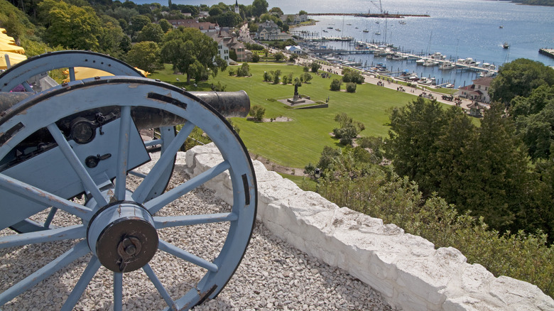 Fort Mackinac cannon and shoreline