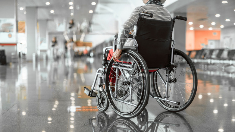 Traveler in a wheelchair at the airport