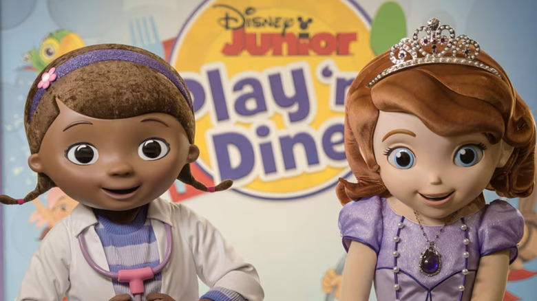 Doc McStuffins and Sofia the First at restaurant