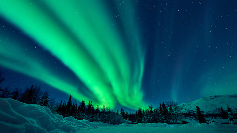 green and blue northern lights