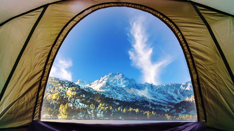 mountain view from inside tent