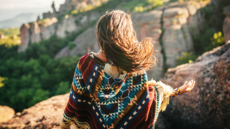 woman looking at Sedona