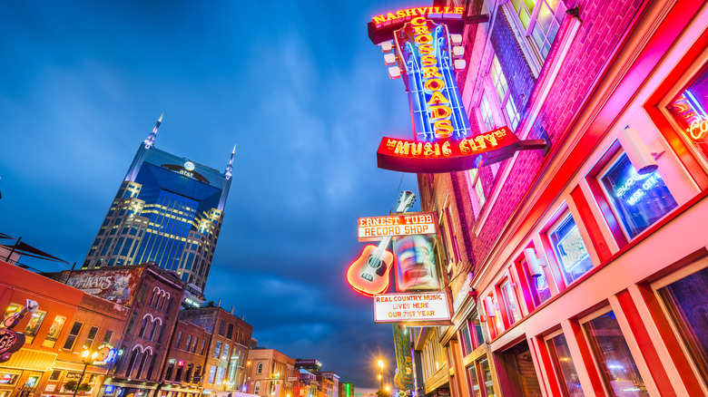 Broadway strip in Nashville